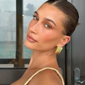 14 K Gold Plate square celebrity inspired statement  earrings